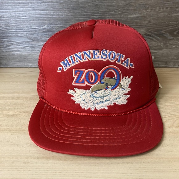 Eagle'S Eye Other - Vintage Minnesota Zoo Hat Cap Snap Back Red Mesh Trucker Embroidered Mens 80s